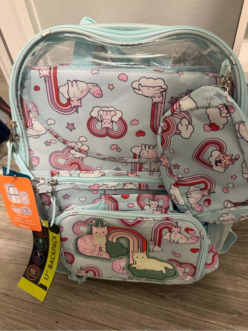 wonder nation Mint & Pink Unicorn Rainbow Backpack